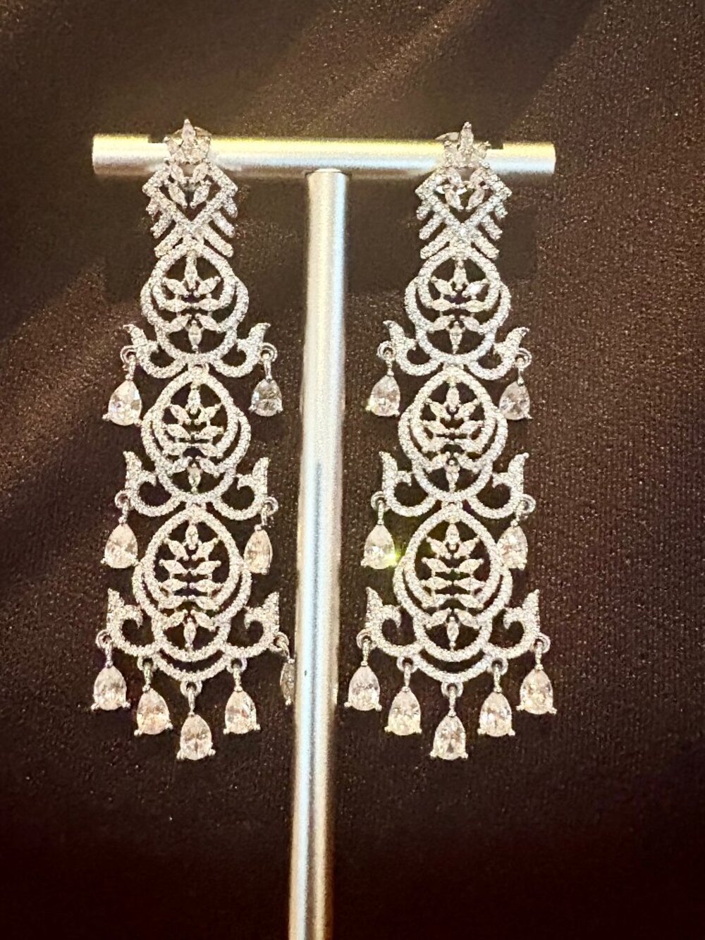 Prom Cubic Zirconia Rhodium Plated Glam Earrings